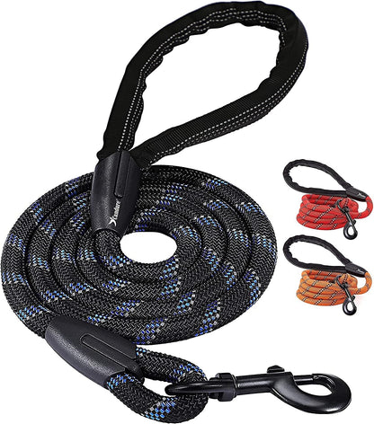 Candure Dog Lead with Soft Padded and Anti Slip Comfortable Rope Handle, 5 FT Strong Dog Leads, Highly Reflective Dog Leash for Puppy, Medium and Large Dogs