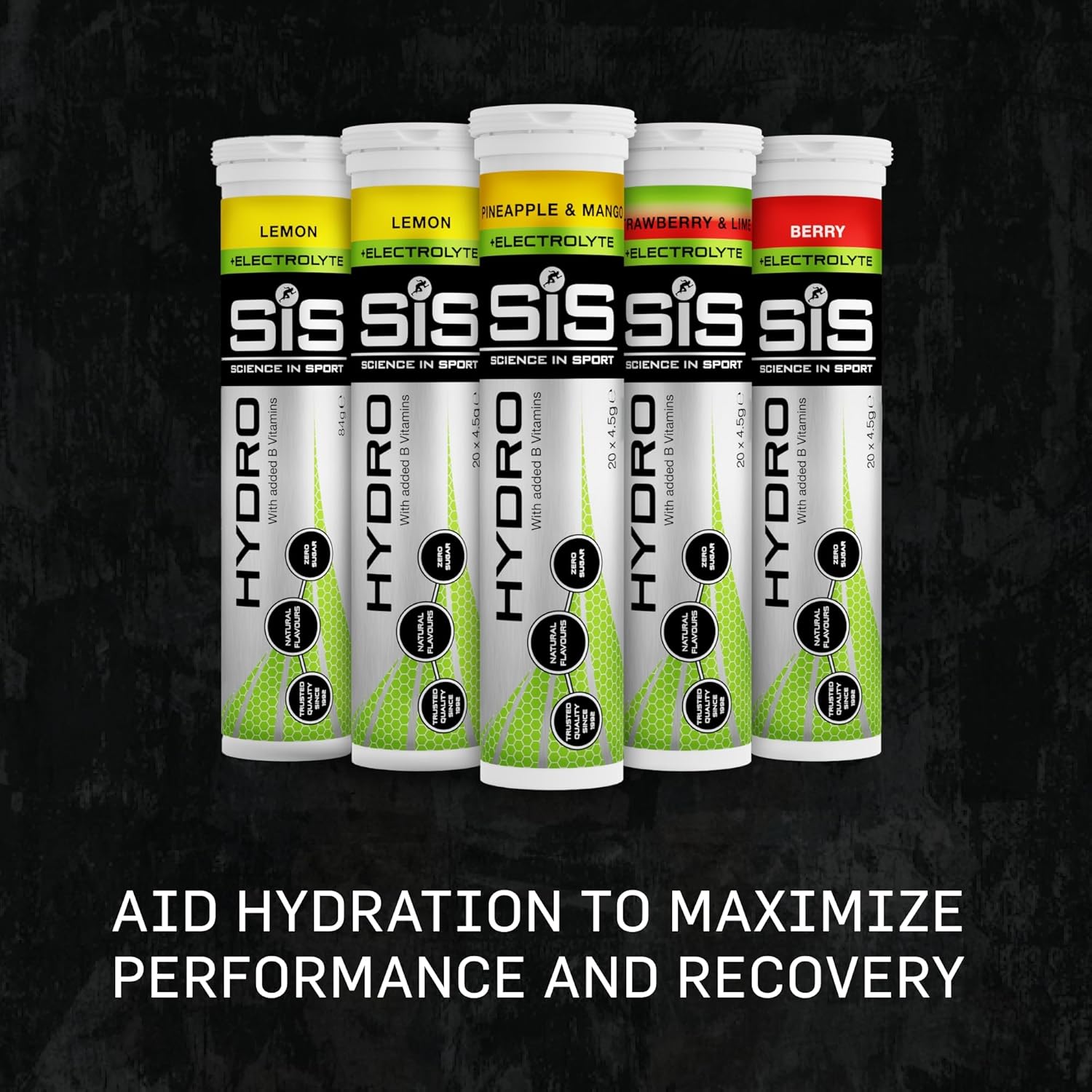Science In Sport Hydro Hydration Tablets, Gluten-Free, Zero Sugar, Berry Flavour Plus Electrolytes, 20 Effervescent Tablets