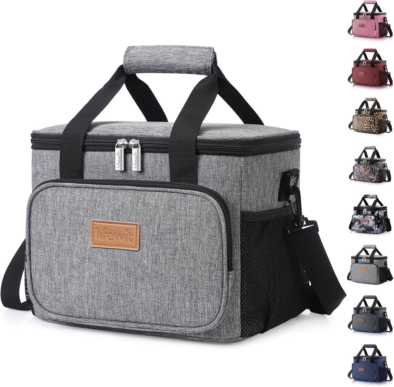 Lifewit 15L (24 Cans) Insulated Lunch Bag, Cooler Bag for Lunch/Work/School/Beach/Picnic (Grey)