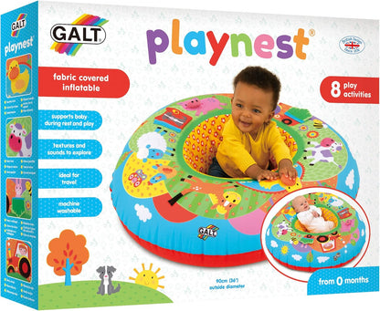 Galt Playnest, Farm - Baby Sit Me Up with Inflatable Ring, Head & Neck Support, 8 Sensory Activities, 90cm Diameter & Machine Washable Cover - Easy Travel, Suitable from Birth - Ages 0 Months Plus