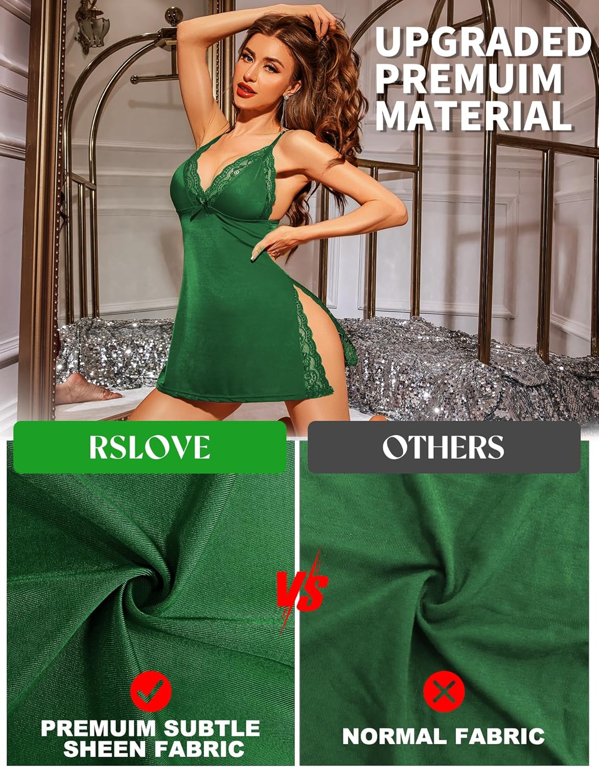 RSLOVE Women’s Sexy Lingerie Lace Babydoll Nightwear Chemise Nightdress