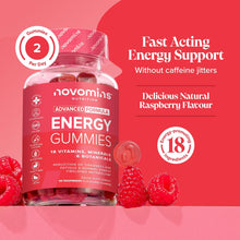 Energy Gummies - High Strength Energy Chews – Tastier Than Energy Gels, Drinks, Tablets and Pills – Caffeine Free Energy Boost Supplements for Running, Cycling, Studying - Made by Novomins