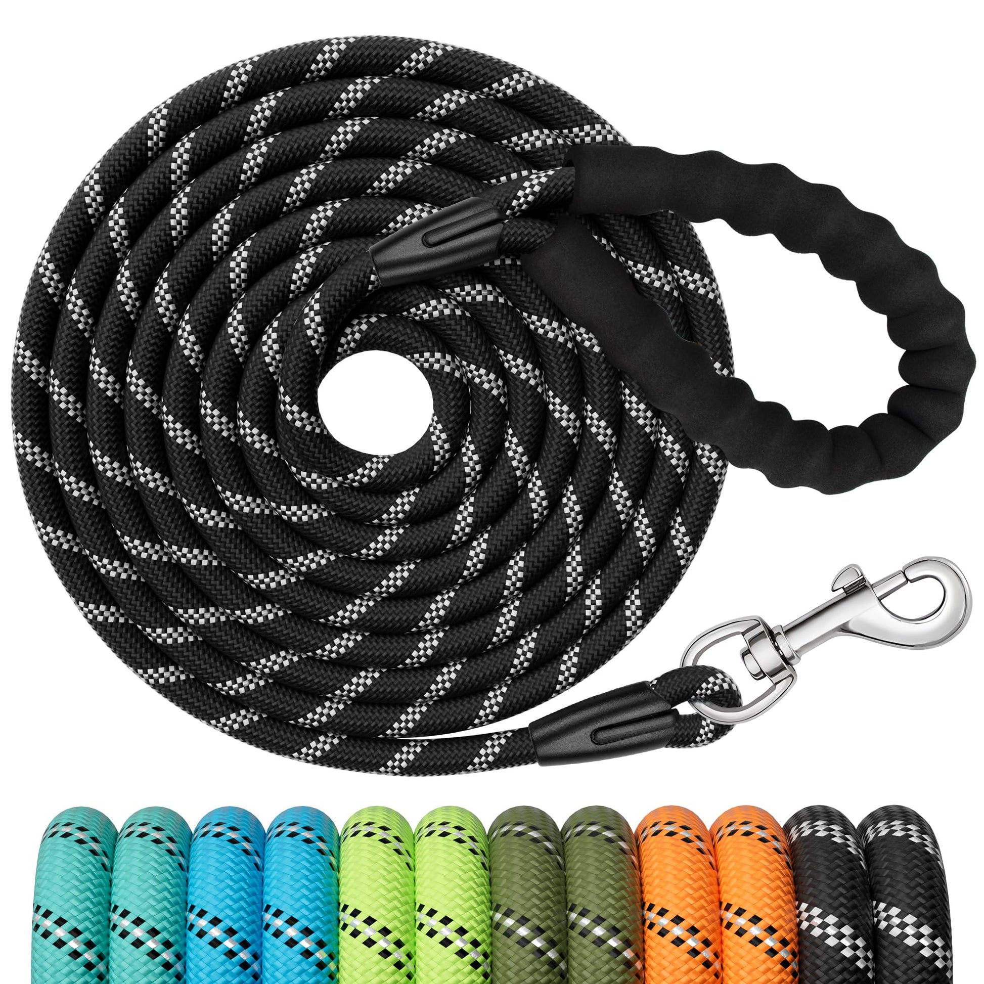 X XBEN Training Leads for Dogs, 3M 5M 10M 15M 20M 25M 30M Strong Rope Long line Dog Lead Leash with Soft Padded Handle and Heavy Duty Hook, Reflective Recall Training Leads for Large Medium Small Dog