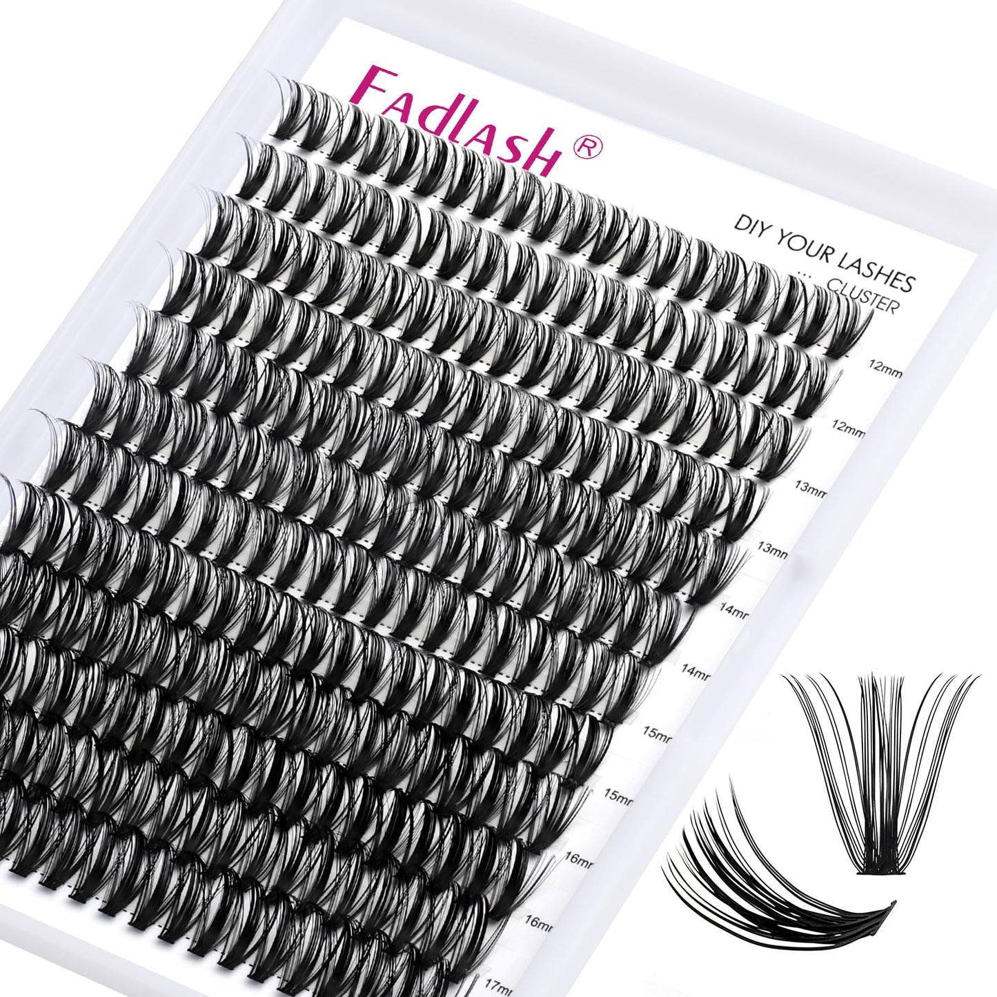 FADLASH DIY Lash Extension Kit Individual Lashes Clusters30P+40P D Curl 8-16mm Lash Bond and Seal, Clusters Lash Glue Remover and Eyelash Tweezers for Eyelash Extensions