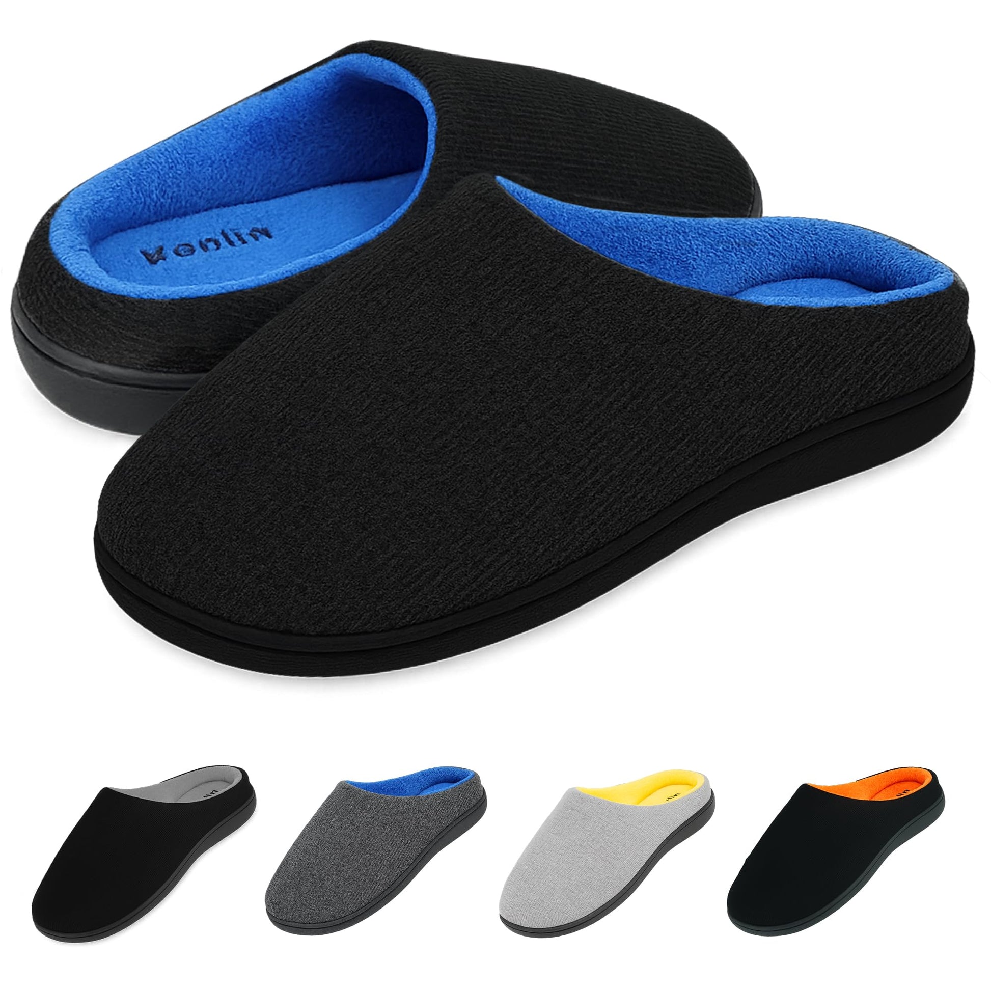 KEPLIN Men’s Memory Foam Slippers – Comfortable Indoor House Shoes for Men with Plush Cushioning, Anti-Slip Rubber Soles, Lightweight Design