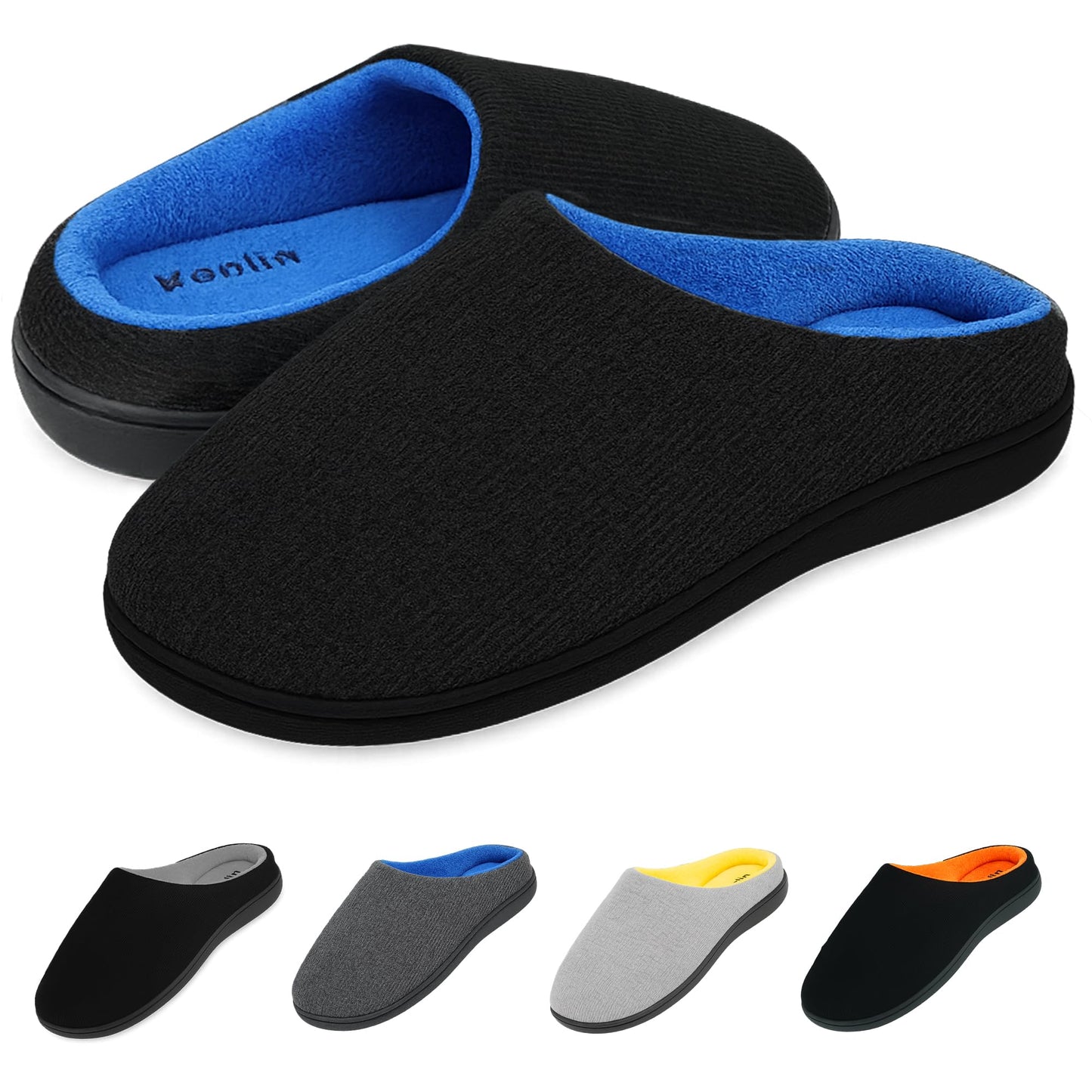 KEPLIN Men’s Memory Foam Slippers – Comfortable Indoor House Shoes for Men with Plush Cushioning, Anti-Slip Rubber Soles, Lightweight Design