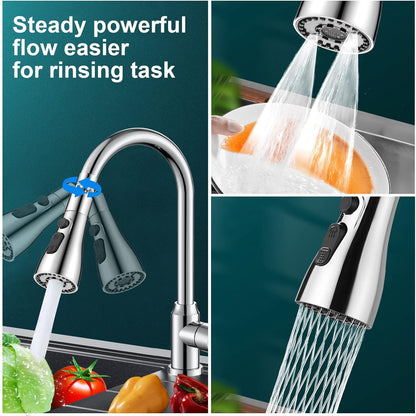 OSDUE Kitchen Tap Spray Head, 360° Swivel Spout, FM22 M24 Kitchen Sink Tap, Tap Faucet Attachment Spray with 3 Modes, Replacement Tap Bubbler Head Aerator,Tap Adapter Accessories,G1/2