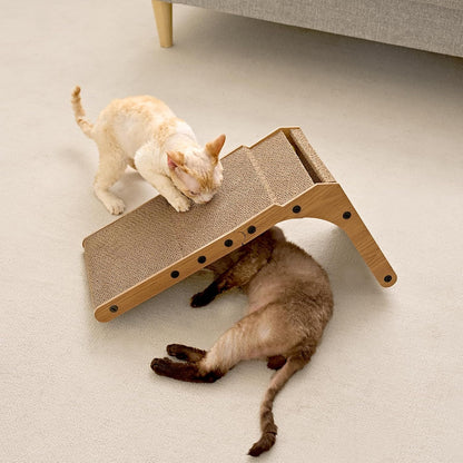 EHEYCIGA 68cm L-Shape Vertical Cardboard Scratching Board for Indoor Cats, Large Scratch Pad With Ball Toy