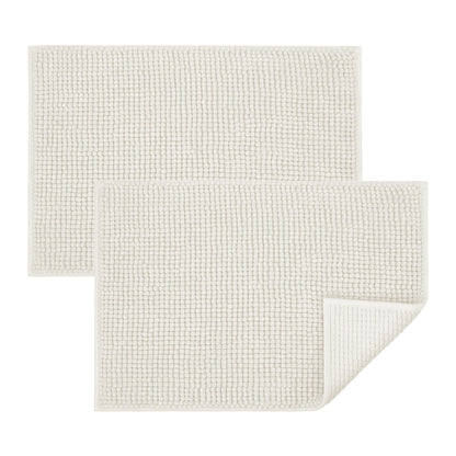Bath Mat Non Slip Anti Mould 40 x 60 cm – Grey Chenille Bathroom Mat Extra Soft & Fluffy Bathmat Machine Washable Super Water Absorption Shower Mat