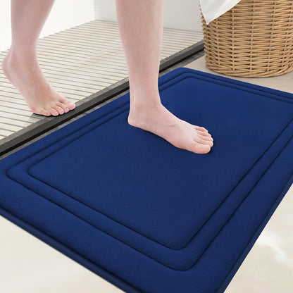 smiry Memory Foam Bath Mat - 40 x 60cm, Non-Slip, Super Absorbent, Comfortable - Machine-Washable Floor Rug, Dark Grey