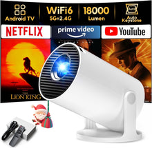Mini Projector [Built-in Apps] AKIYO O2 2025 Upgraded 18000 Lumen Projector with WiFi6 & BT5.4, Portable Projectors 1080P Supported, Auto Keystone, 180° Rotation Compatible with HDMI/USB/Laptop/Switch