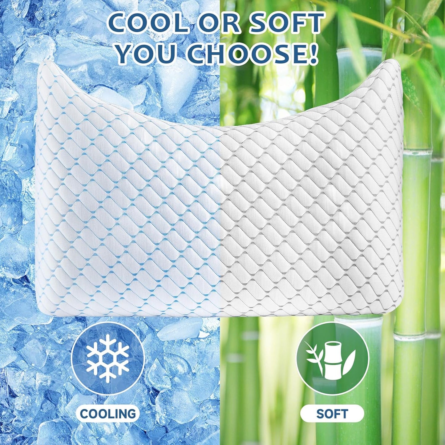 Memory Foam Pillow for Neck and Shoulder, Neck Pillow Side Sleeper Pillow for Sleeping, Cooling Slumber Pillow for Side Back Stomach Sleepers with Cooling Pillowcase