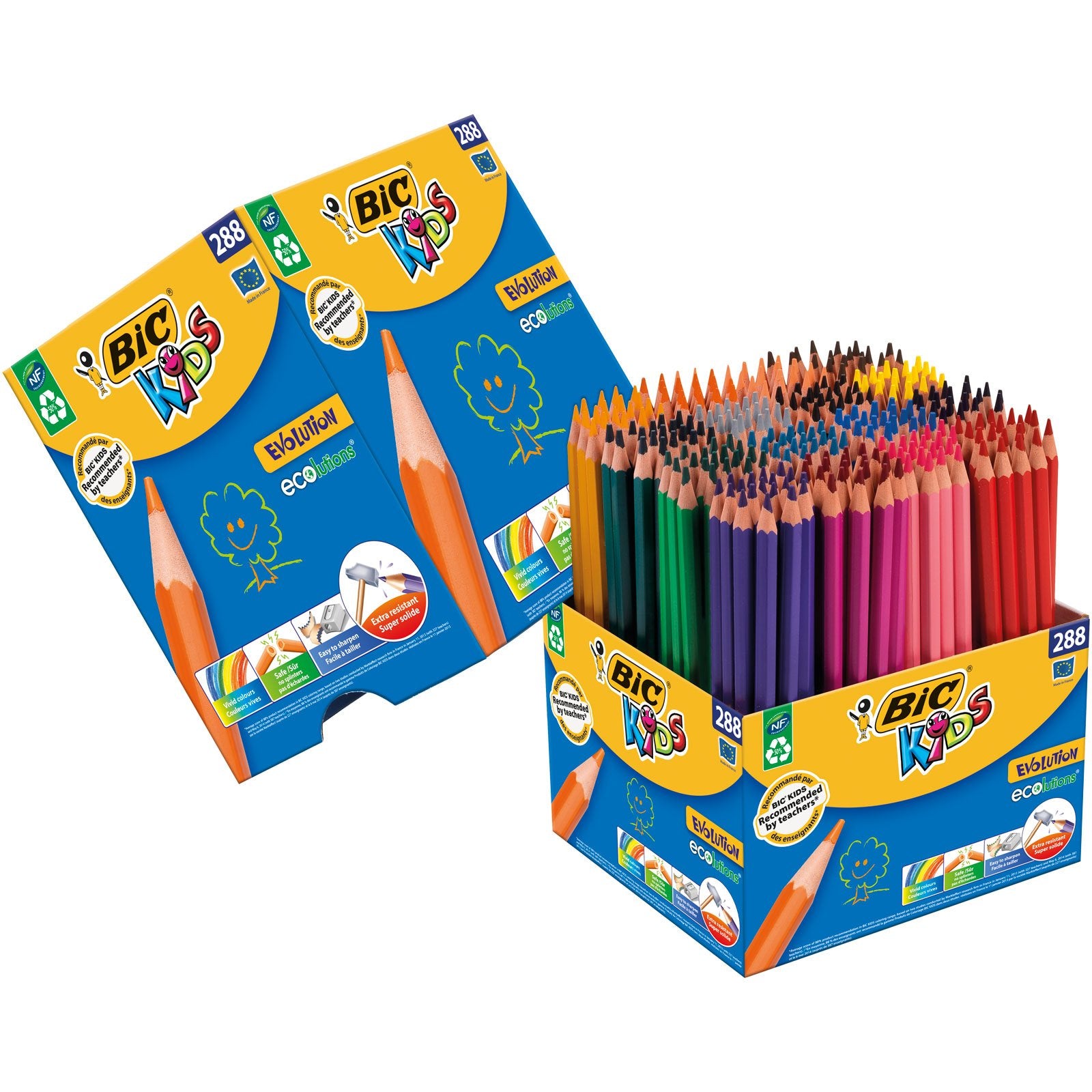 BIC Kids Evolution Coloured Pencils, Vivid Colouring Pencils, Easy to Sharpen BIC Pencils, School Supplies, 36 Pack