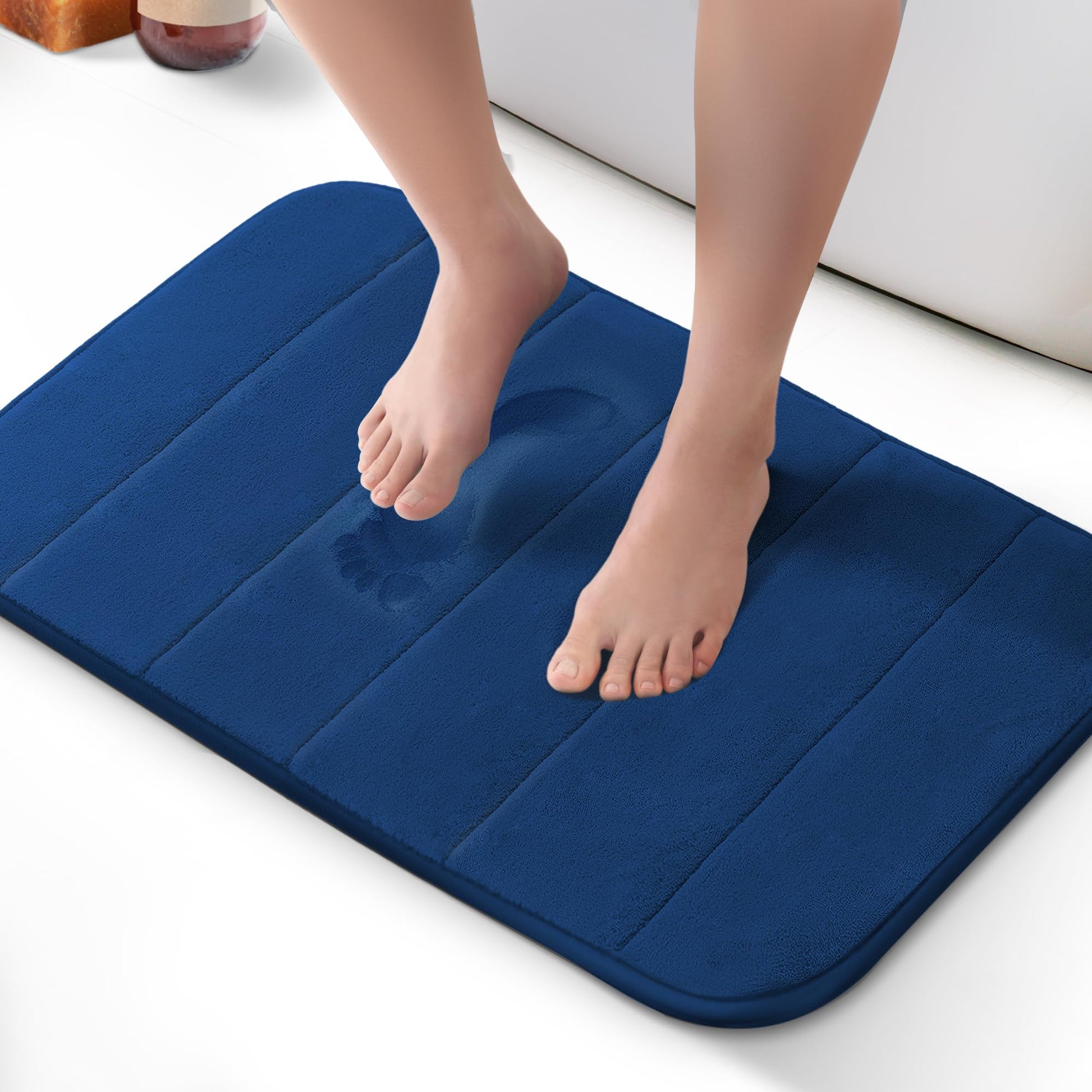 KEPLIN Memory Foam Bath Mat - Ultra-Soft, Highly Absorbent, Non-Slip, Machine Washable - Luxurious Comfort for Home & Bathroom Floors (Light Blue, 40 x 60cm)