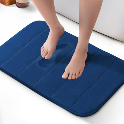 KEPLIN Memory Foam Bath Mat - Ultra-Soft, Highly Absorbent, Non-Slip, Machine Washable - Luxurious Comfort for Home & Bathroom Floors (Light Blue, 40 x 60cm)