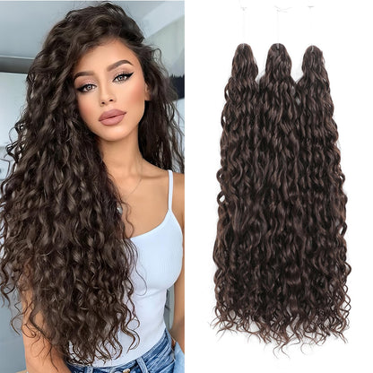 24Inch Deep Wave Twist Curly Crochet Hair Extensions 3Pack Deep Wavy Air Curl Bulk Hair Synthetic Boho Braids Water Wave Crochet Hair Extension for Women (T30/pink, 24Inch-3Pack)