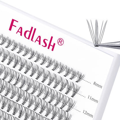 FADLASH DIY Lash Extension Kit Individual Lashes Clusters30P+40P D Curl 8-16mm Lash Bond and Seal, Clusters Lash Glue Remover and Eyelash Tweezers for Eyelash Extensions