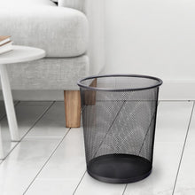 KEPLIN Round Trash Can Bin - 1 Pack Black Non-slip Mesh Bins | Waste Paper Bin | Sturdy Metal Bin Indoor Waste Bin for Home, Bedroom, Office, Bathroom, Living Room, Kitchen
