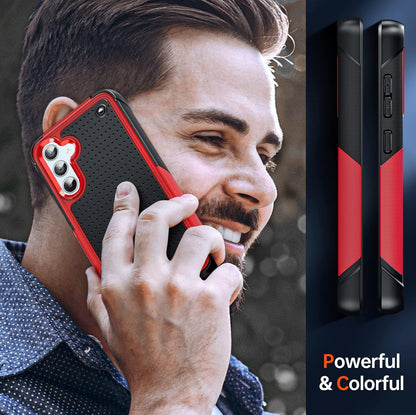 LeYi Armour Case Compatible with Samsung Galaxy A54 5G, Galaxy A54 Phone Cover with 2 Pack Tempered Glass Screen Protectors, Heavy Duty Hard PC Textured Shockproof Back Case Red