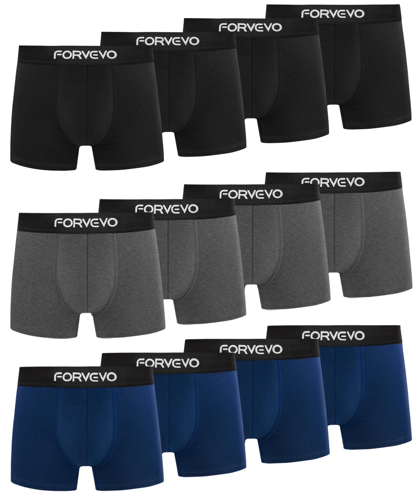 FORVEVO Mens Boxers Shorts 12 Pack, Cotton Underwear Briefs for Men, Breathable Underpants, No Itchy Labels Retro Undertrunk (M-3XL)