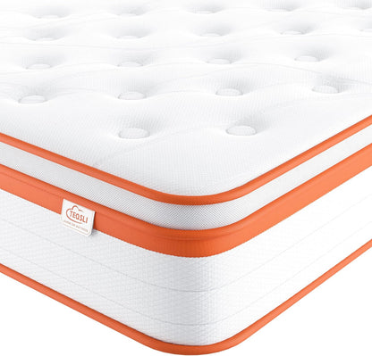 TeQsli Single Mattress 3FT, 10 Inch Gel Memory Foam 7 Zone Orthopedic Single Mattress Pocket Sprungs Wave Foam Hybrid - Medium Firm Motion - Isolation 90x190x25 cm