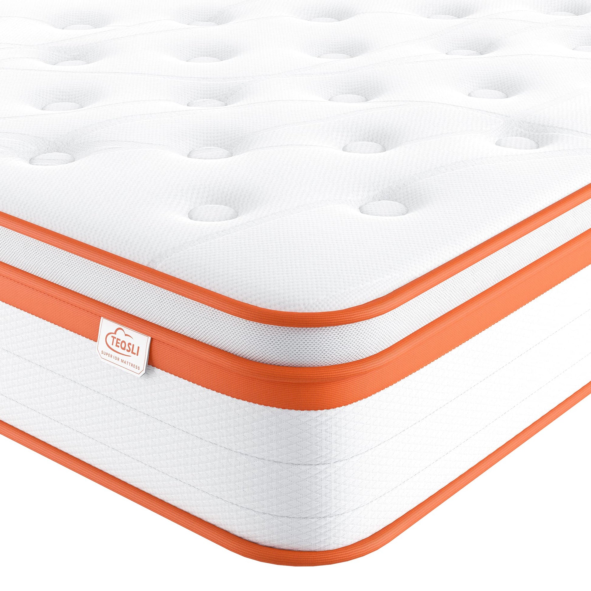 TeQsli King Size Mattress 5FT, 10 Inch Gel Memory Foam 7 Zone Orthopedic King Mattress Pocket Sprungs Wave Memory Foam Hybrid - Medium Firm 10-Year Support 150x200x25 cm