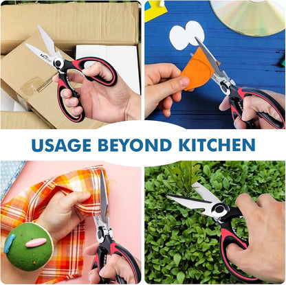 Magnificent Kitchen Scissor, Heavy Duty Scissors for Kitchen Use with Safety Cover & Soft Grip & Multi-Functional Utility Scissors, Shears for Meat Poultry Herbs Cutting, Bottle Jar Opener