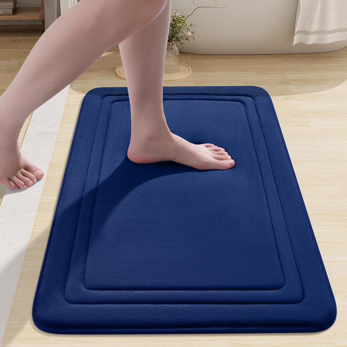 smiry Memory Foam Bath Mat - 40 x 60cm, Non-Slip, Super Absorbent, Comfortable - Machine-Washable Floor Rug, Dark Grey