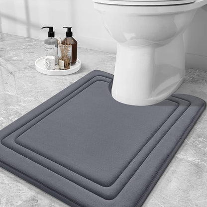 smiry Memory Foam Bath Mat - 40 x 60cm, Non-Slip, Super Absorbent, Comfortable - Machine-Washable Floor Rug, Dark Grey