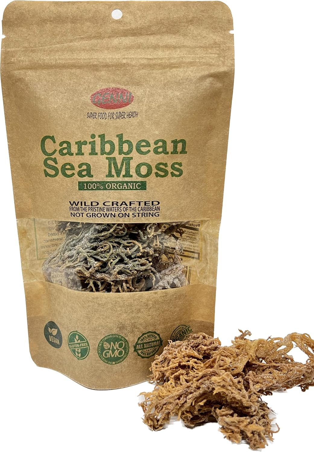 Wild crafted Sea Moss (Irish moss) from the pristine Caribbean Sea Unbleached & NOT grown on string 50g