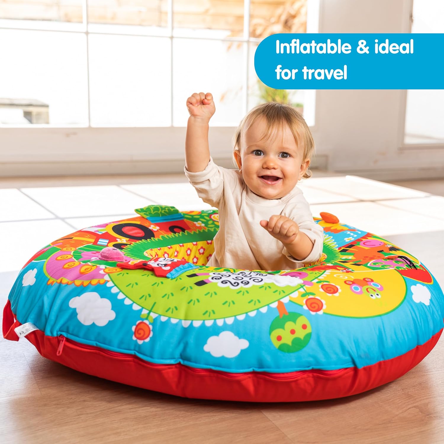 Galt Playnest, Farm - Baby Sit Me Up with Inflatable Ring, Head & Neck Support, 8 Sensory Activities, 90cm Diameter & Machine Washable Cover - Easy Travel, Suitable from Birth - Ages 0 Months Plus