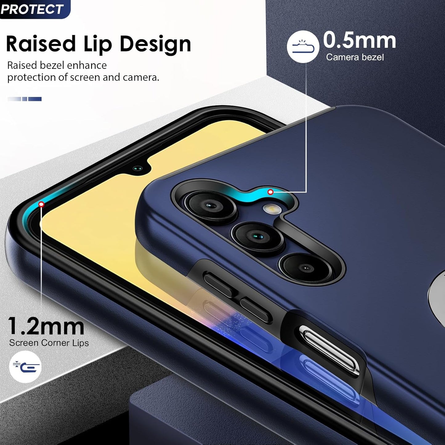 LeYi for Samsung Galaxy A15 4G/5G Case: and 2 Tempered Glass Screen Protector, with 360 Ring Holder Stand Magnetic Shockproof Heavy Duty Protective Phone Cover for A 15,Blue