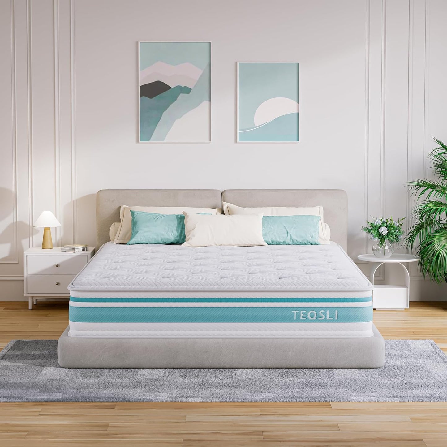 TeQsli 4FT6 Double Mattress, 10 Inch Gel Memory Foam Hybrid - 7 Zone Orthopedic Pocket Sprung Mattress, Medium Firm for Back Pain Relief, 135x190x25 cm