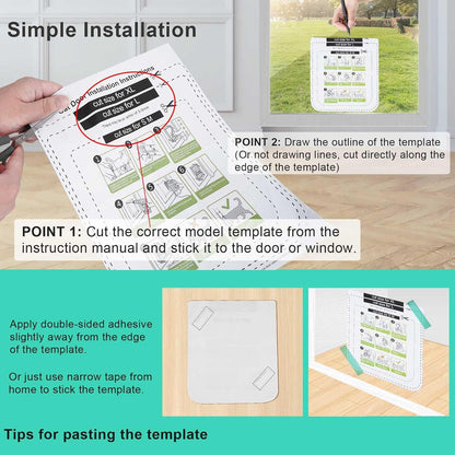 Cat Door for Windows, Pet Doors and Sliding Door, Safety Pet Door with 4 Way Lock, Weatherproof Cat Flap for Thin Door and Wall(Medium, 17cm x 16cm Flap)