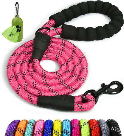 Taglory Rope Dog Lead with Soft Padded Handle, 1.2 m Reflective Lead and Multi-Colour for Small Dogs, 1.0 cm, Black