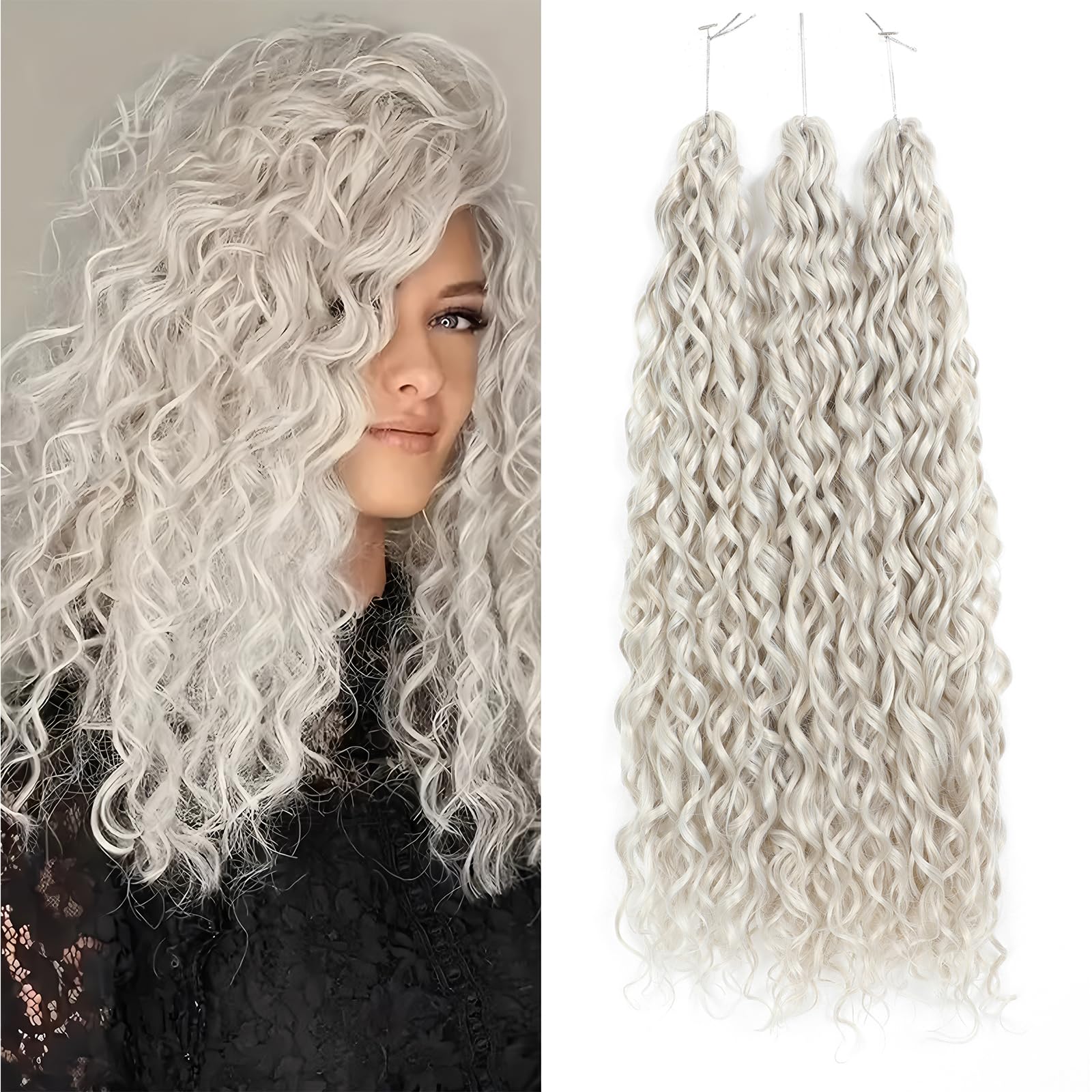 24Inch Deep Wave Twist Curly Crochet Hair Extensions 3Pack Deep Wavy Air Curl Bulk Hair Synthetic Boho Braids Water Wave Crochet Hair Extension for Women (T30/pink, 24Inch-3Pack)