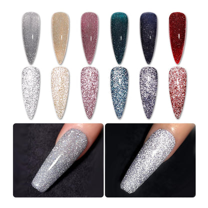 BORN PRETTY 6 Colors Jelly Nude Pink Cat Magnetic Eye Gel Polish Set with Magnet, Soak-Off U V/LED Iridescent Cat Gel for Nail Art Salon DIY Home