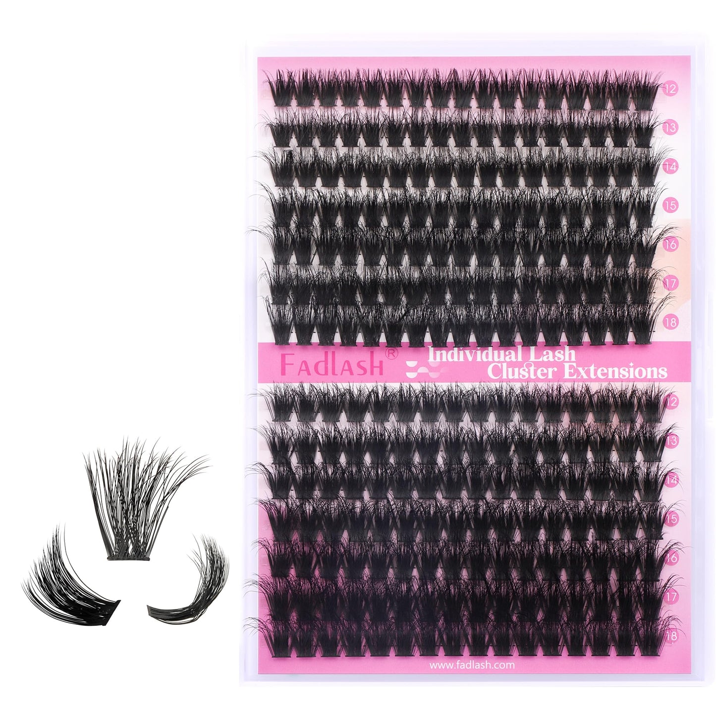 FADLASH DIY Lash Extension Kit Individual Lashes Clusters30P+40P D Curl 8-16mm Lash Bond and Seal, Clusters Lash Glue Remover and Eyelash Tweezers for Eyelash Extensions