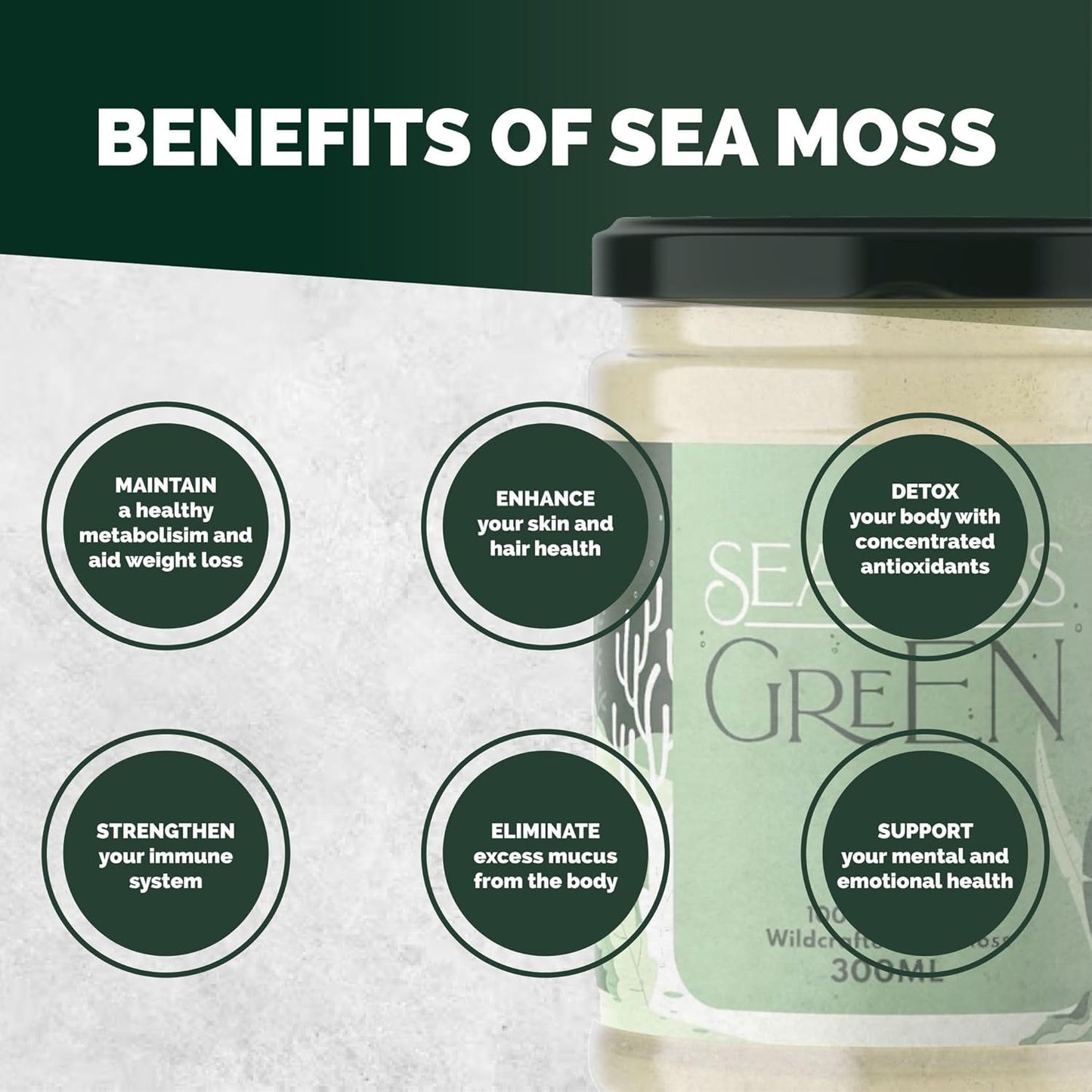 Sea Moss Gel by Seamoss Green. All-Natural Sea Moss Gel | 100% Wildcrafted Dr Sebi Sea Moss | Superfood Rich in Minerals, Proteins & Vitamins - Vegan & Gluten Free Sourced from St Lucia Organic