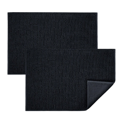Bath Mat Non Slip Anti Mould 40 x 60 cm – Grey Chenille Bathroom Mat Extra Soft & Fluffy Bathmat Machine Washable Super Water Absorption Shower Mat