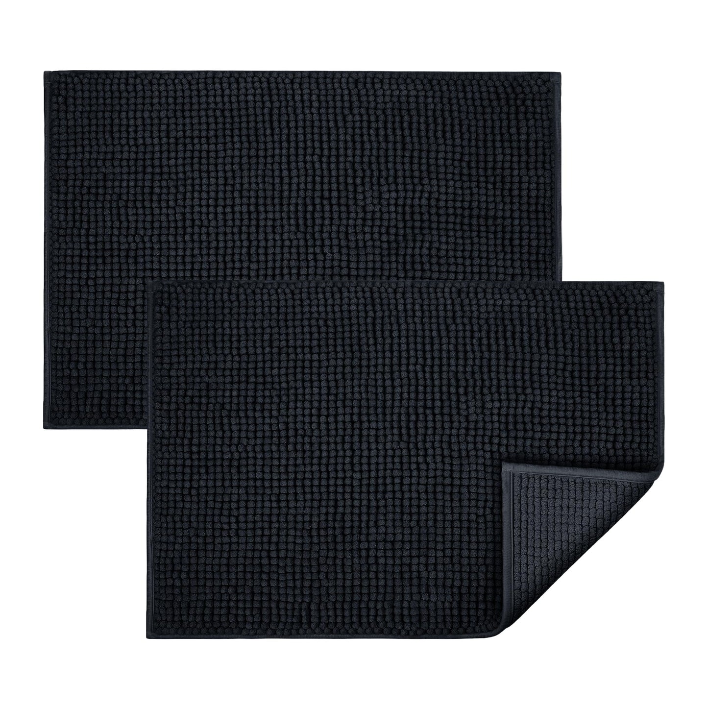 Bath Mat Non Slip Anti Mould 40 x 60 cm – Grey Chenille Bathroom Mat Extra Soft & Fluffy Bathmat Machine Washable Super Water Absorption Shower Mat