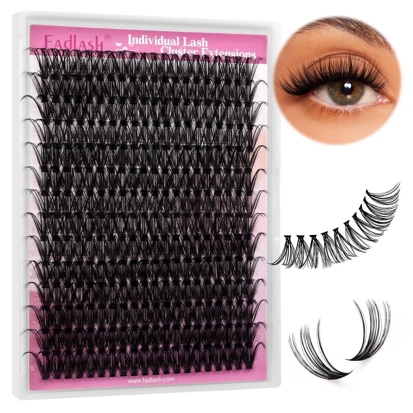 FADLASH DIY Lash Extension Kit Individual Lashes Clusters30P+40P D Curl 8-16mm Lash Bond and Seal, Clusters Lash Glue Remover and Eyelash Tweezers for Eyelash Extensions