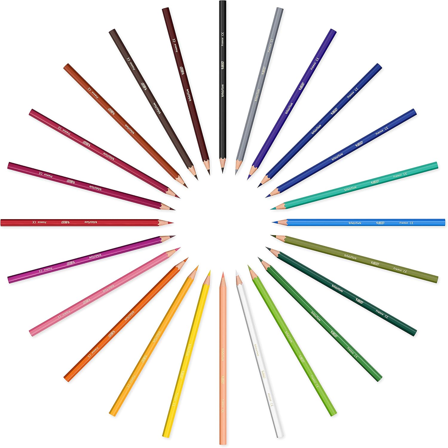 BIC Kids Evolution Coloured Pencils, Vivid Colouring Pencils, Easy to Sharpen, Extra Resistant BIC Pencils, School Supplies, 24 Pack