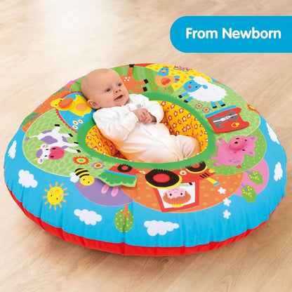 Galt Playnest, Farm - Baby Sit Me Up with Inflatable Ring, Head & Neck Support, 8 Sensory Activities, 90cm Diameter & Machine Washable Cover - Easy Travel, Suitable from Birth - Ages 0 Months Plus