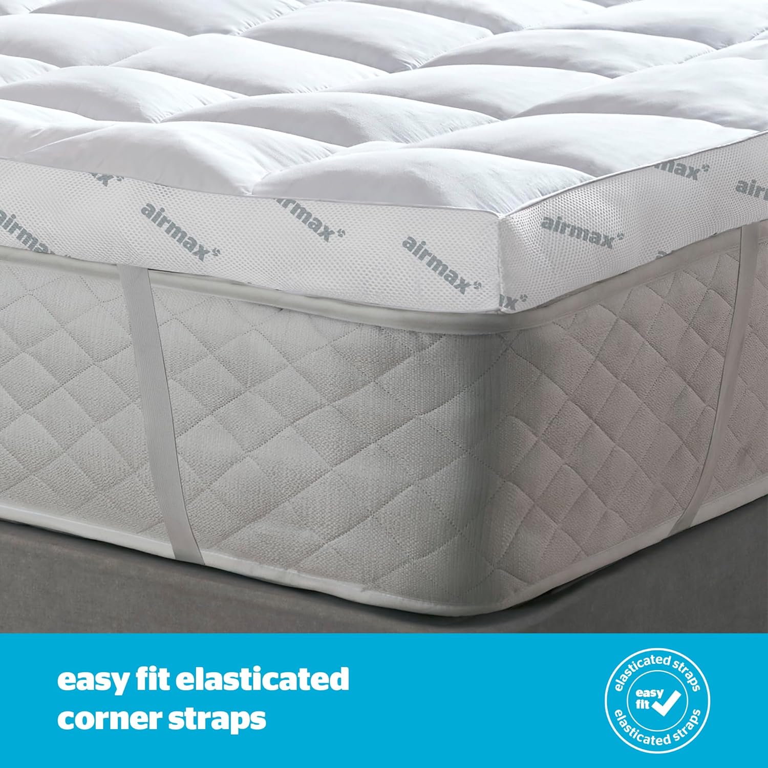 Silentnight Airmax 1000 Double Mattress Topper - Extra Thick Deep Fitted Mattress Enhancer with 10cm Thick Cushioning, Mesh Sides to Increase Airflow and Elasticated Straps - Double - 190x135cm