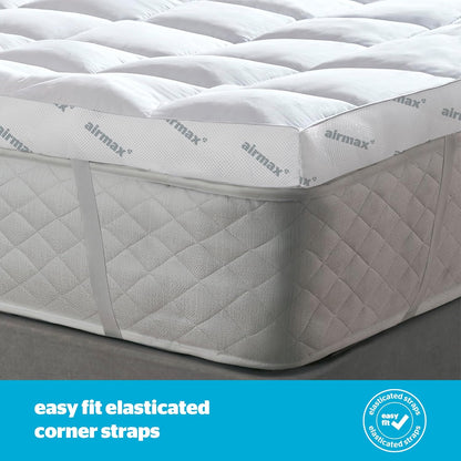 Silentnight Airmax 1000 Double Mattress Topper - Extra Thick Deep Fitted Mattress Enhancer with 10cm Thick Cushioning, Mesh Sides to Increase Airflow and Elasticated Straps - Double - 190x135cm