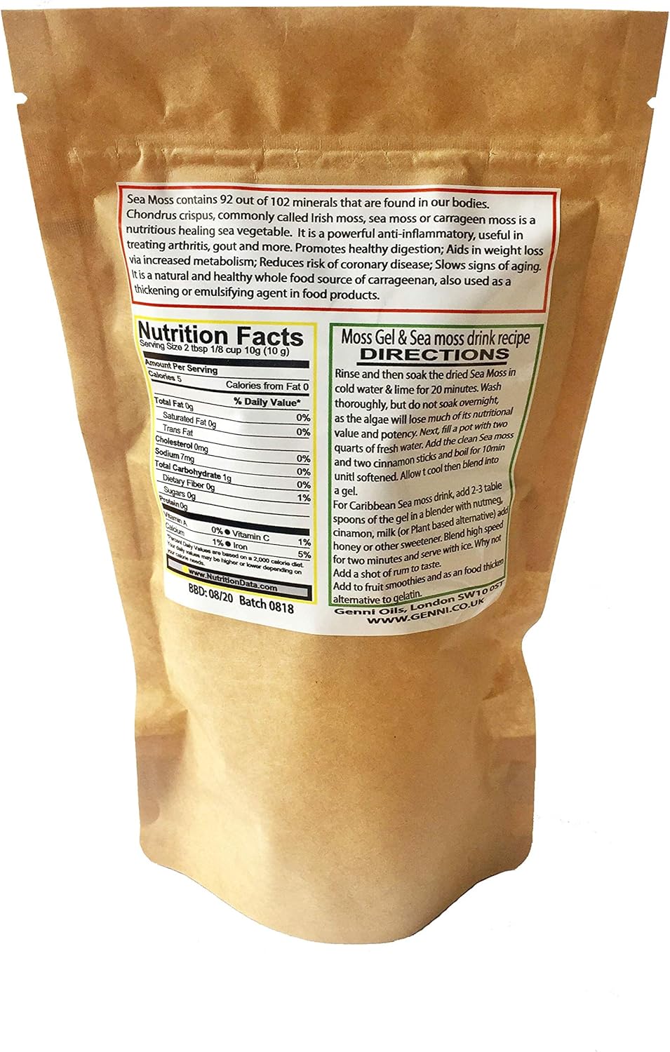 Wild Crafted Dried Gold Sea Moss 150g | from The Pristine Waters of The Caribbean Sea | Unbleached & NOT Grown on String
