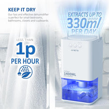 NETTA Dehumidifiers for Home Damp 1400ml Dehumidifier with Ultra Quiet & Auto Shut off 3 Colorful LED, 24Hr Timer Portable Mini Dehumidifier for Wardrobe Bathroom Closet - White
