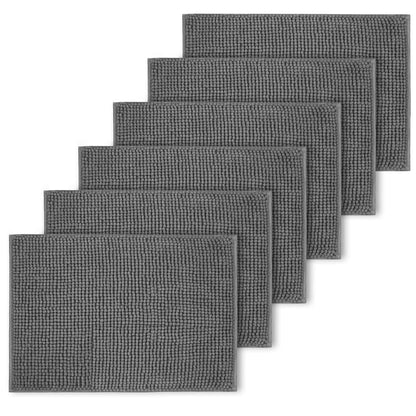Bath Mat Non Slip Anti Mould 40 x 60 cm – Grey Chenille Bathroom Mat Extra Soft & Fluffy Bathmat Machine Washable Super Water Absorption Shower Mat