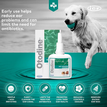 Otodine | Cat & Dog Ear Cleaner Solution | Dog Ear Drops to Stop Wax Build Up, Head Shaking, Discomfort, Ear Odour & Scratching | 100ml
